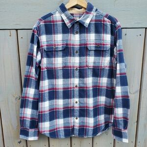 Burton Durable Goods Men's 100% Cotton Flannel Plaid Button-Up Shirt Sz LG